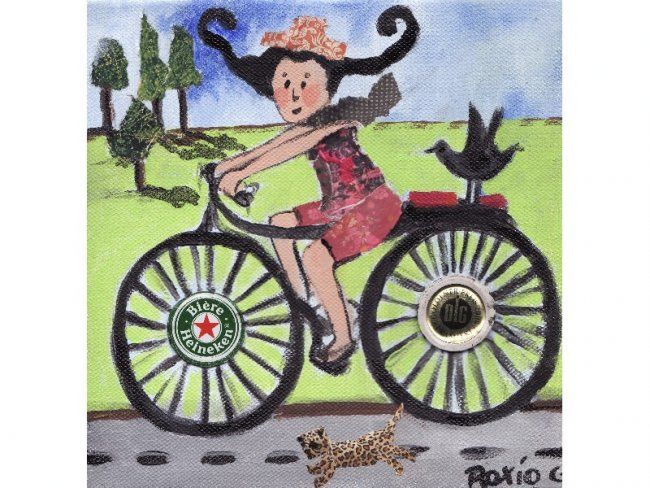 Collages intitulée "la byciclete" par Roxio, Œuvre d'art originale