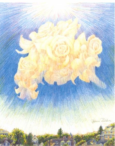 Drawing titled "Cloud Over Greeenwi…" by Roxanne Baldwin, Original Artwork