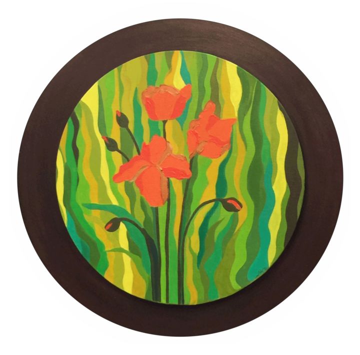 绘画 标题为“Flower Power” 由Nikita Mehandru, 原创艺术品, 油 安装在木板上