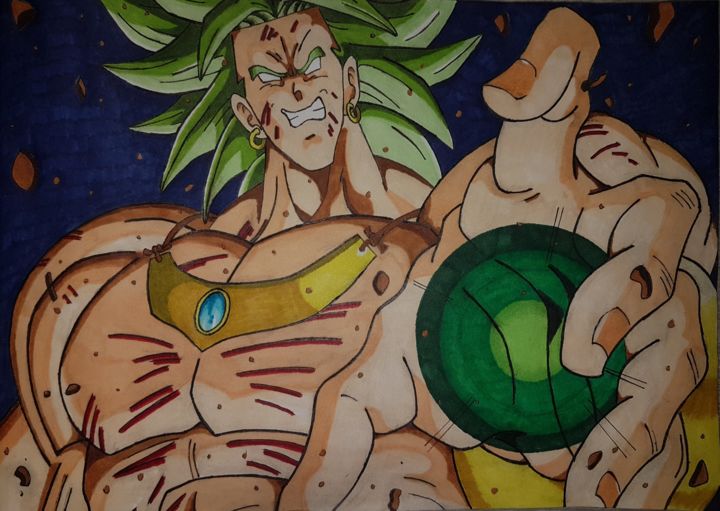 Tekening getiteld "Broly Super Saiyan" door Roy Keus, Origineel Kunstwerk, Marker