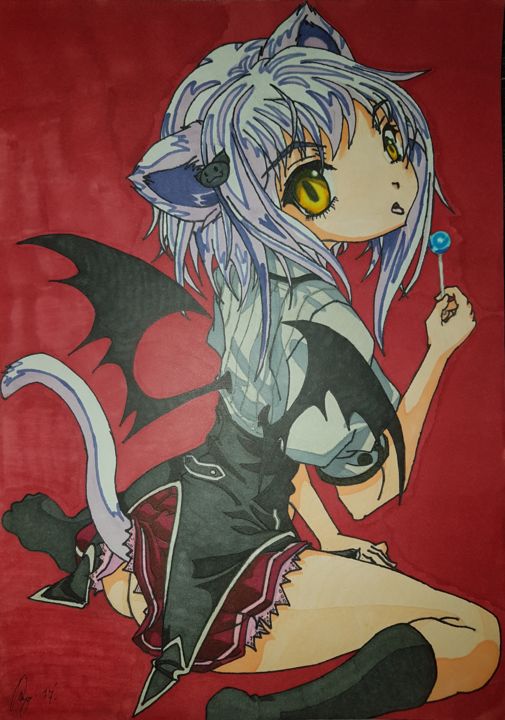 Desenho intitulada "Konekochan Manga" por Roy Keus, Obras de arte originais, Marcador