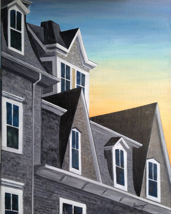 Painting titled "Block Island Sunrise" by Roy Wrenn, Original Artwork, Acrylic