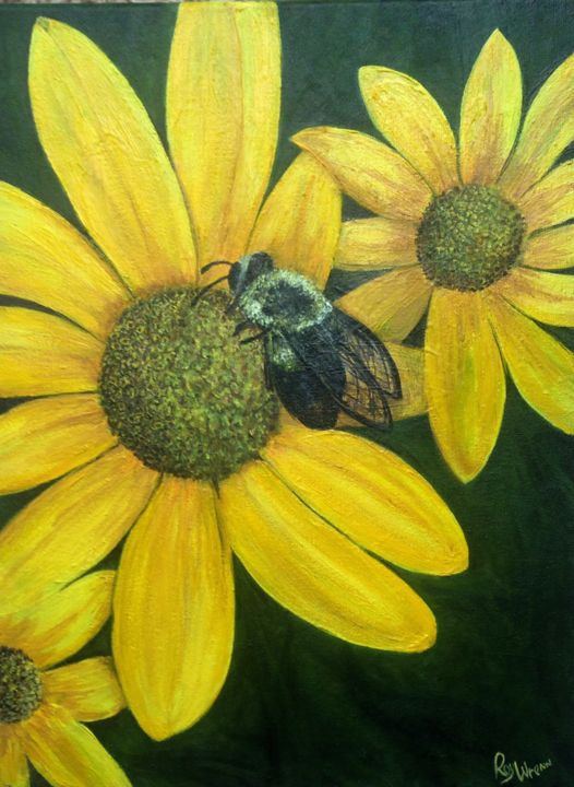 Painting titled "Buzy Bee" by Roy Wrenn, Original Artwork, Acrylic
