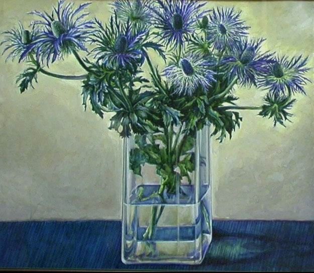 Картина под названием "Blue Flowers" - William Rozenson, Подлинное произведение искусства