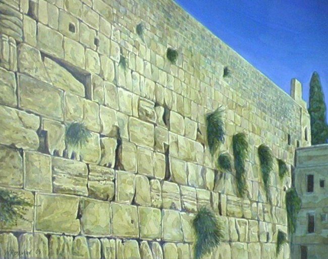 Картина под названием "Wailing Wall, Jerus…" - William Rozenson, Подлинное произведение искусства