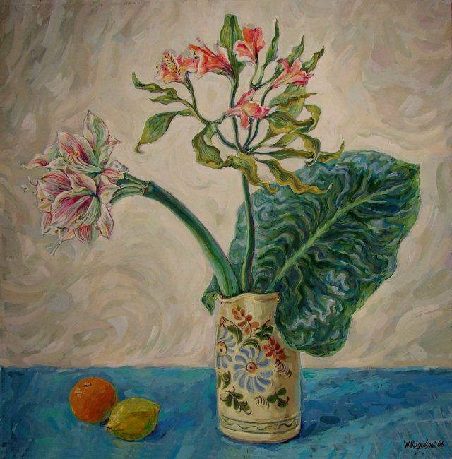 Картина под названием "Exotic Flowers" - William Rozenson, Подлинное произведение искусства