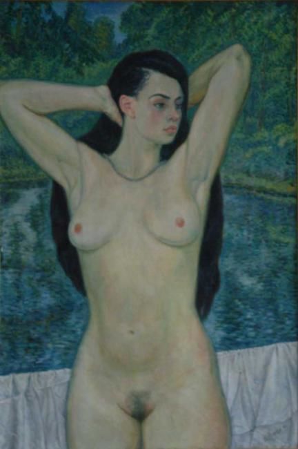 Картина под названием "Nude_With_Long_Hair…" - William Rozenson, Подлинное произведение искусства