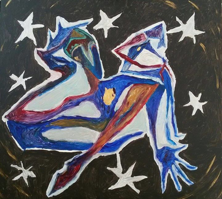 Painting titled "Stars" by Lamb Rozkopalová Pavla, Original Artwork