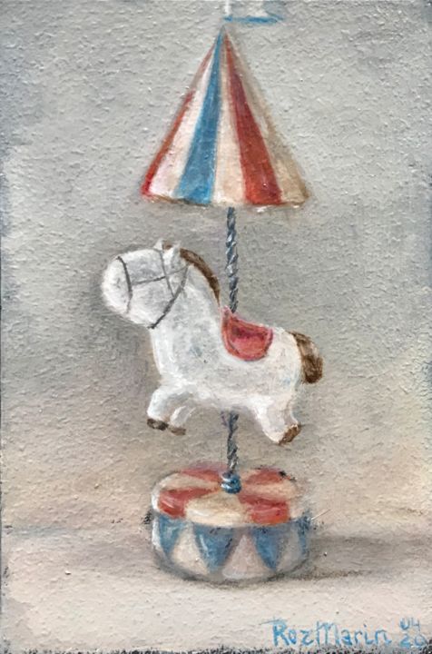 Pittura intitolato "circus pony" da Marina Deryagina, Opera d'arte originale, Olio