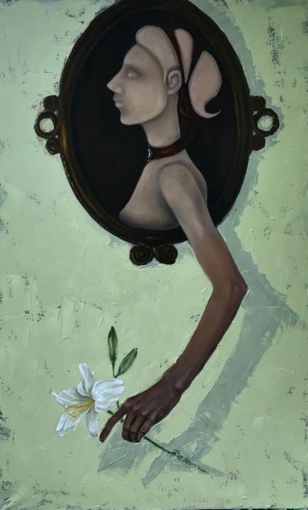Картина под названием "Camellia" - Marina Deryagina, Подлинное произведение искусства, Масло