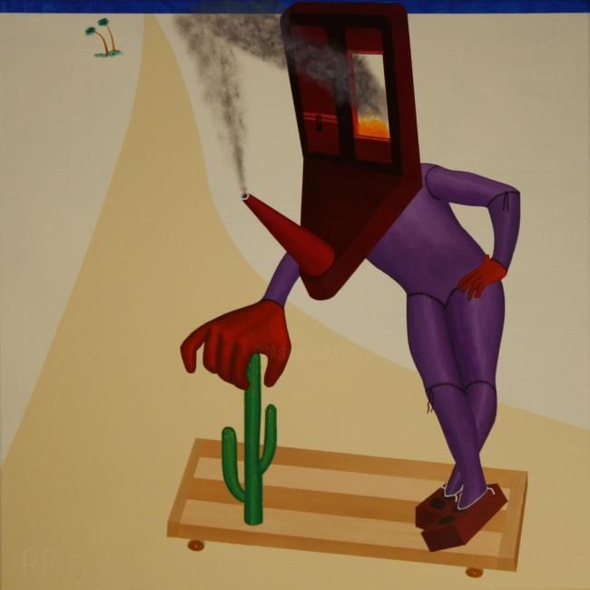 Картина под названием "Internal Combustion…" - Rudy Pavlina, Подлинное произведение искусства, Масло