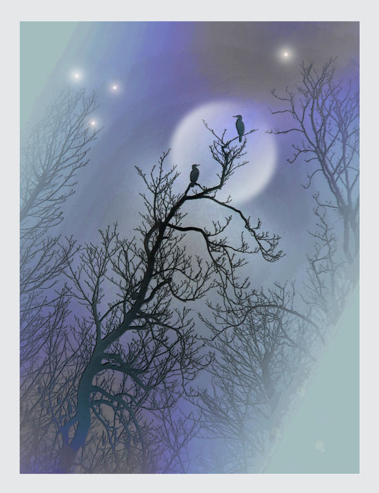 Digital Arts titled "Nuit bleue." by Michel Guillaumeau, Original Artwork