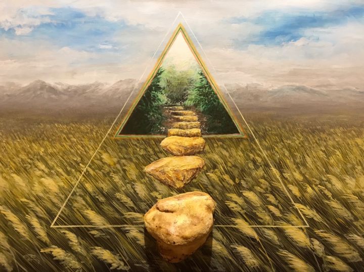 Картина под названием "Проход между точкам…" - Павел Решетников, Подлинное произведение искусства, Акрил Установлен на Дерев…
