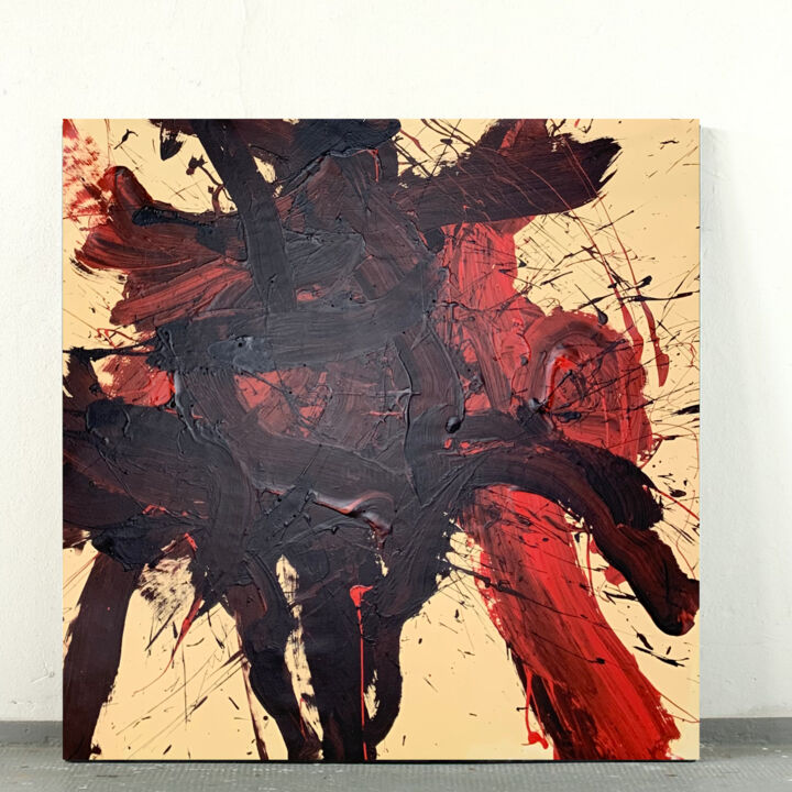 Painting titled "Red expression 5" by Rrose Sélavy, Original Art, Acrylic