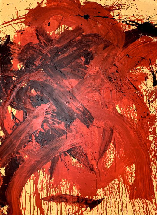 Painting titled "Red express 2" by Rrose Sélavy, Original Art, Acrylic