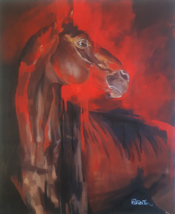Peinture intitulée "Nu équin - Rouge" par Richard Routin, Œuvre d'art originale, Acrylique Monté sur Châssis en bois