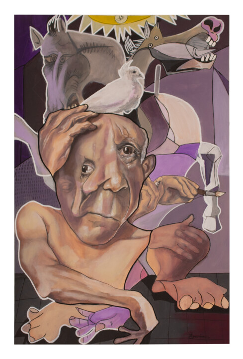 Peinture intitulée "Clin d’œil, Picasso" par Richard Routin, Œuvre d'art originale, Acrylique