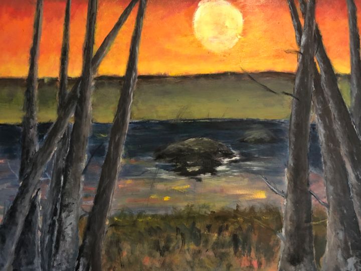 Painting titled "Swamp Sky" by Ralph S Mitchell, Original Artwork, Oil