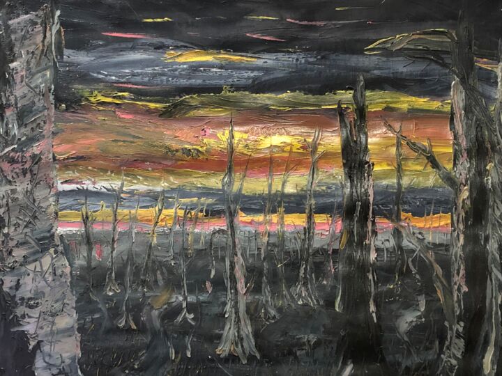 Pittura intitolato "Burnt Forest" da Ralph S Mitchell, Opera d'arte originale, Olio