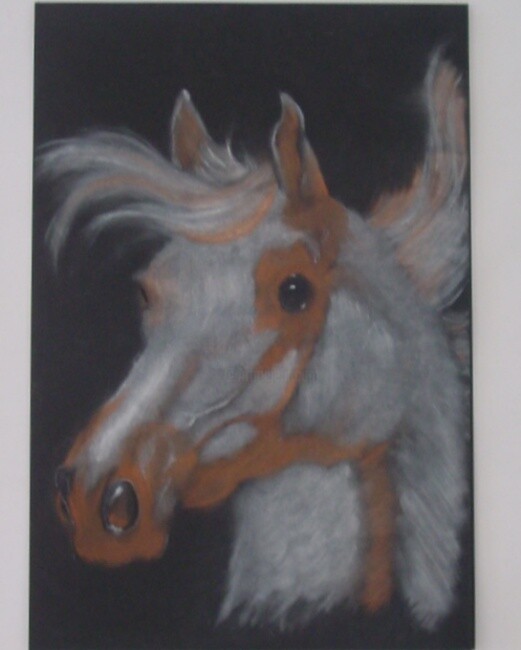 Schilderij getiteld "Night Horse" door Ruben Cortez, Origineel Kunstwerk