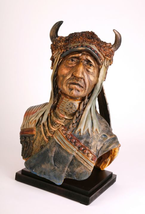 Sculptuur getiteld "Native American cla…" door Ruben Ribeiro, Origineel Kunstwerk