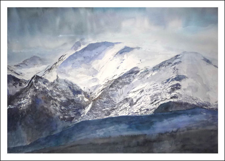 「Nieve en los Picos…」というタイトルの絵画 Rubén De Luisによって, オリジナルのアートワーク, オイル