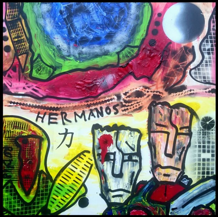 Schilderij getiteld ""Hermanos"" door Ruben Ernesto, Origineel Kunstwerk, Acryl
