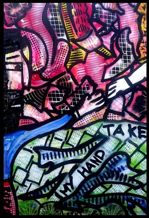 Schilderij getiteld ""Take My Hand"" door Ruben Ernesto, Origineel Kunstwerk, Acryl