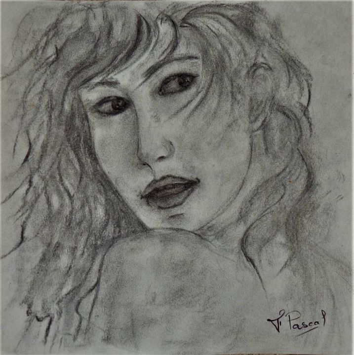 Drawing titled "Cheveux au vent.." by Françoise Pascal, Original Artwork, Other