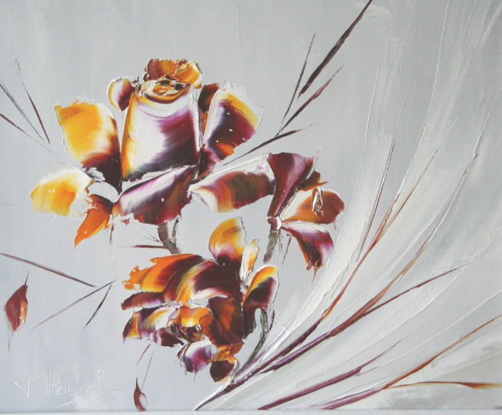 Painting titled "ROSES 2 PF" by Françoise Pascal, Original Artwork, Oil