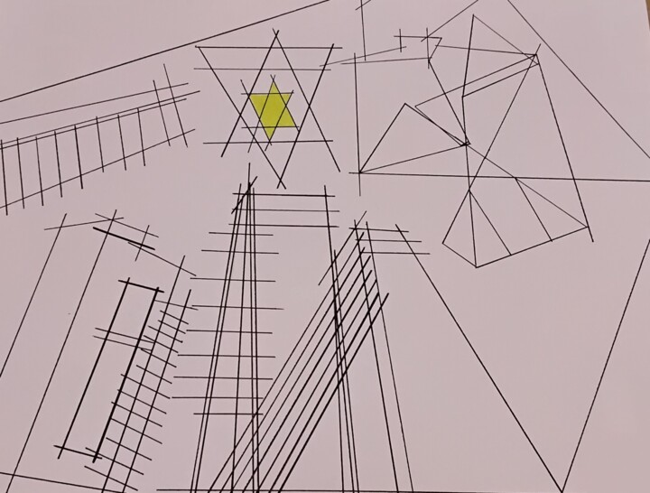 Disegno intitolato "Towers" da Rubin Kriel, Opera d'arte originale, Pennarello