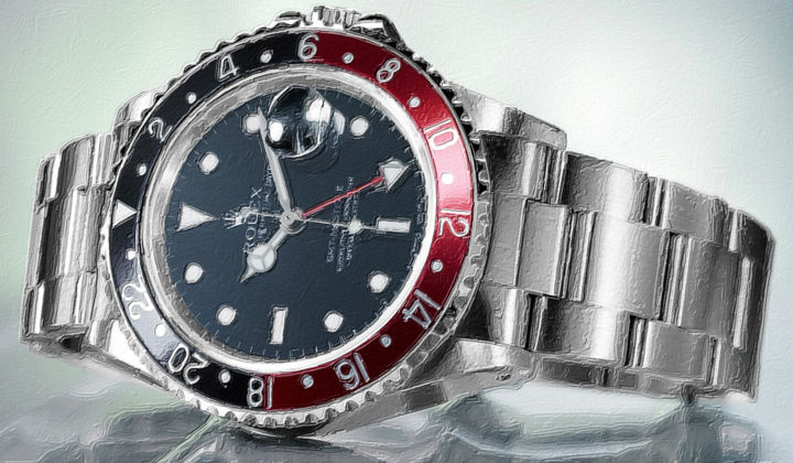 Painting titled "Rolex Painting Red…" by Tony Rubino, Original Art, Acrylic Mounted on Stretcher frame