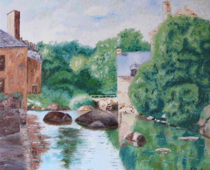 Painting titled "reflet à Pont Aven" by Xavier Rubin, Original Artwork, Oil