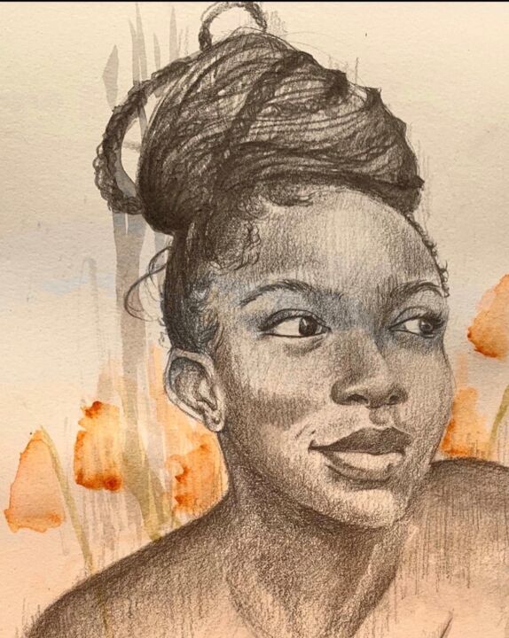 Dessin intitulée "‘Before my morning…" par Ruby Ogbiti, Œuvre d'art originale, Crayon