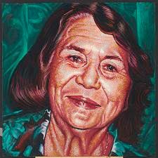 Painting titled "Dolores Huerta" by Ruby Chacon, Original Artwork