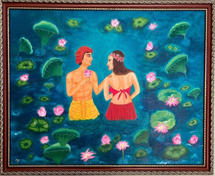 Peinture intitulée "Love in water" par Ruchi Gupta, Œuvre d'art originale, Acrylique