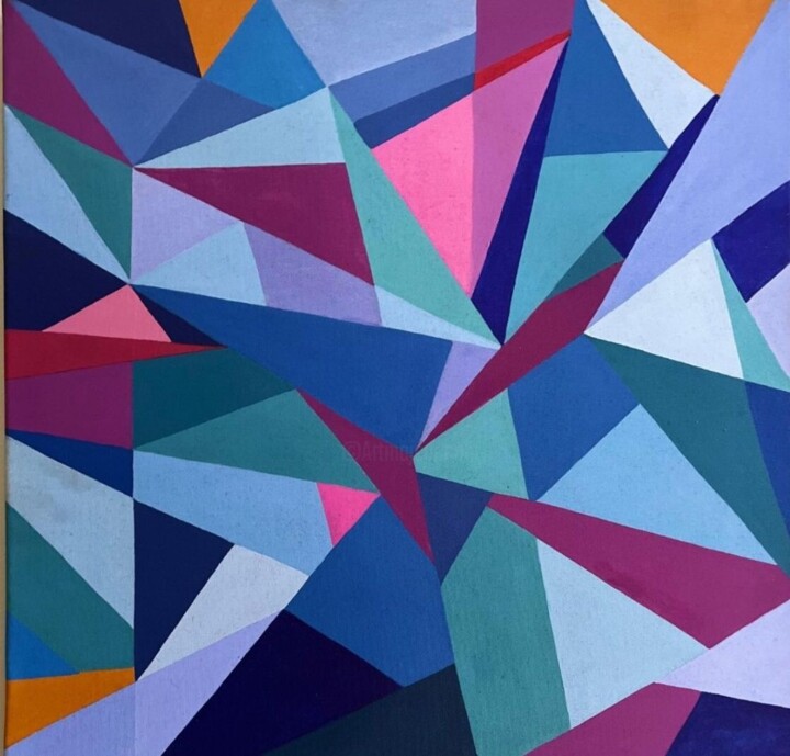 Peinture intitulée "Geometrical" par Ruchi Gupta, Œuvre d'art originale, Acrylique