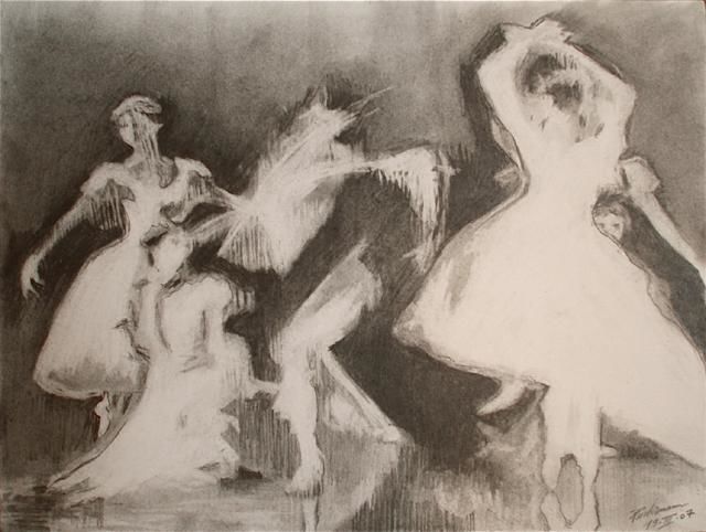 Drawing titled "Le ballet de danse" by Marion Rudermann, Original Artwork, Pencil