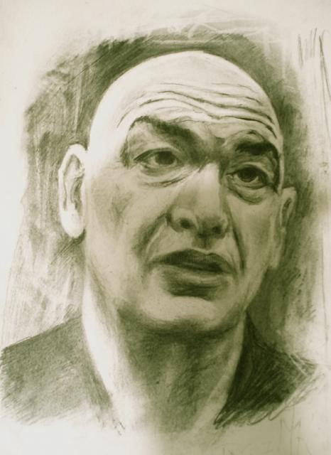 Dessin intitulée "Portrait Jean Nouvel" par Marion Rudermann, Œuvre d'art originale, Crayon
