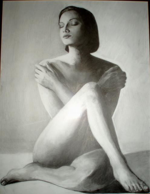 Drawing titled "Miss No Title" by Marion Rudermann, Original Artwork, Charcoal
