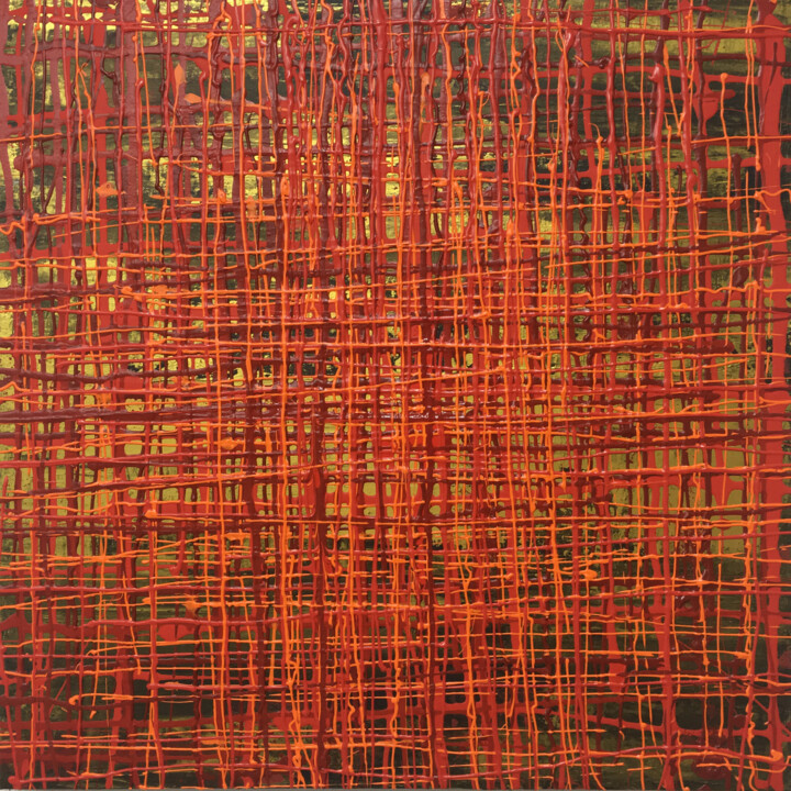 Malerei mit dem Titel "Rot / Red Stripe /…" von Rudi Eckerle, Original-Kunstwerk, Acryl