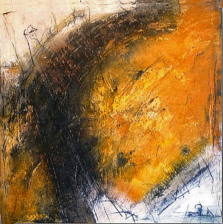 Malerei mit dem Titel "Gelb Yellow Field /…" von Rudi Eckerle, Original-Kunstwerk, Acryl