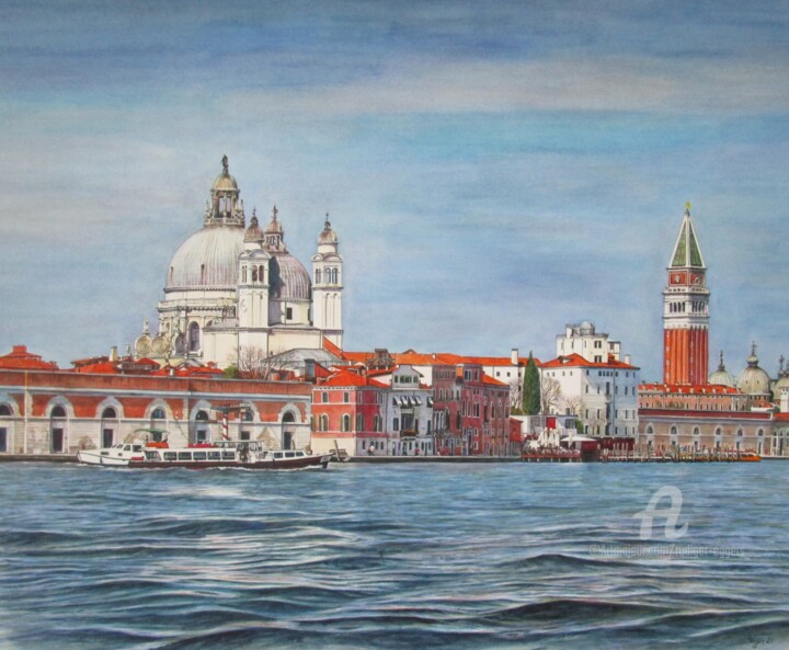 Картина под названием "Venezia 13 "Santa M…" - Rüdiger Eggers, Подлинное произведение искусства, Акварель