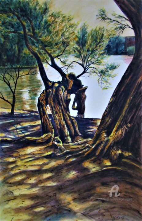 Malerei mit dem Titel "Schrevenpark 72, Ki…" von Rüdiger Eggers, Original-Kunstwerk, Aquarell