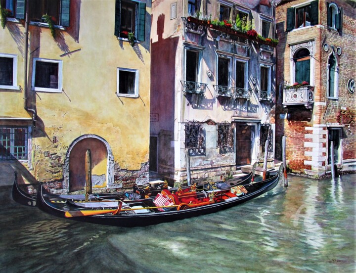 Malerei mit dem Titel "Venezia 18" von Rüdiger Eggers, Original-Kunstwerk, Aquarell