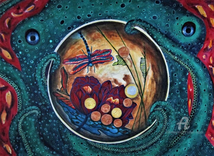 Malerei mit dem Titel "Poverty 4" von Rüdiger Eggers, Original-Kunstwerk, Aquarell