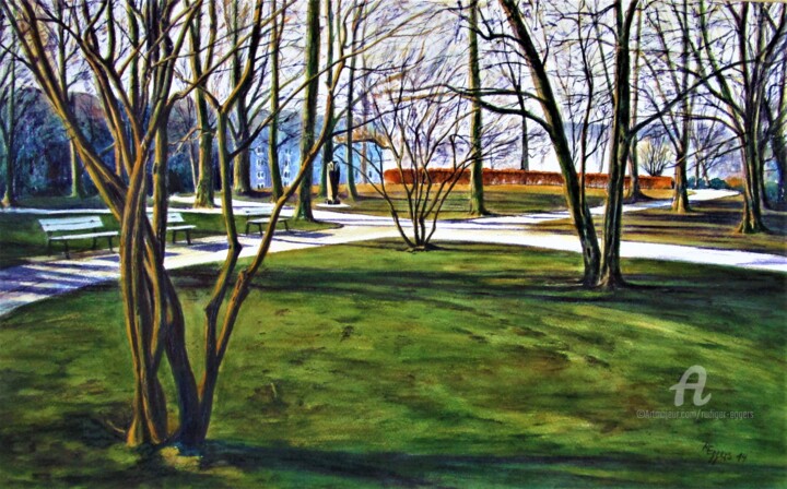 Malerei mit dem Titel "Schrevenpark 41, Ki…" von Rüdiger Eggers, Original-Kunstwerk, Aquarell
