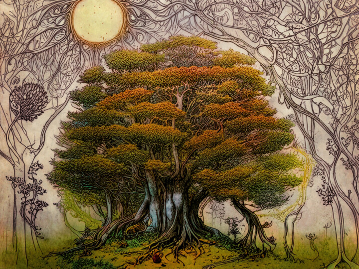 Arts numériques intitulée "Holy Tree" par Rüdiger Geisler, Œuvre d'art originale, Peinture numérique