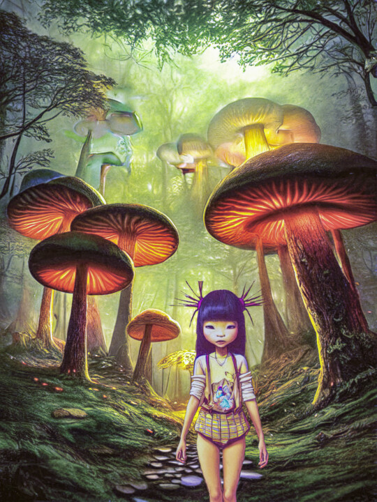 Arte digitale intitolato "Where the mushrooms…" da Rüdiger Geisler, Opera d'arte originale, Pittura digitale