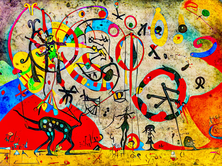 Digitale Kunst getiteld "Miro and Friends" door Rüdiger Geisler, Origineel Kunstwerk, Digitaal Schilderwerk